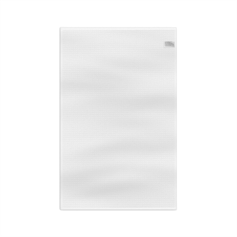 Back of a customizable white golf towel with a "your image or design" placeholder on a white background.