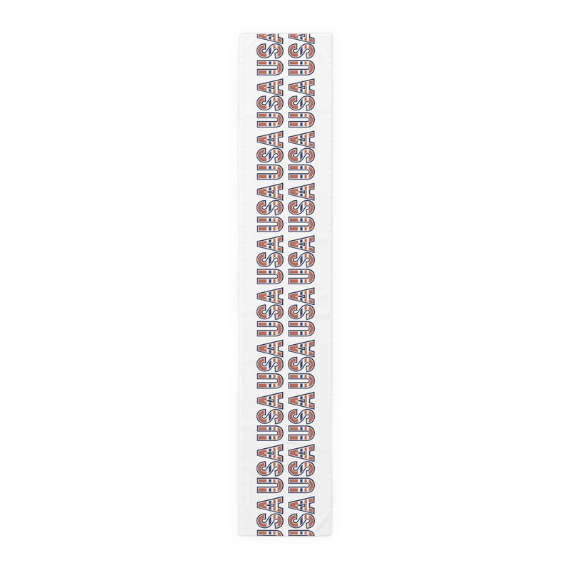 USA themed table runner on a white background. 