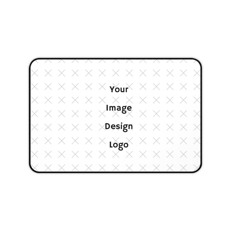Customizable desk mat image with a "your image here" placeholder on a white background.