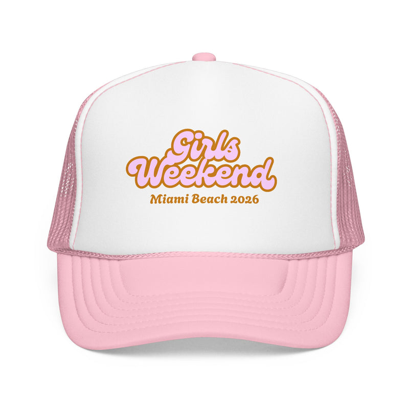 Girls Weekend Retro Trucker Hat Personalized City and Date