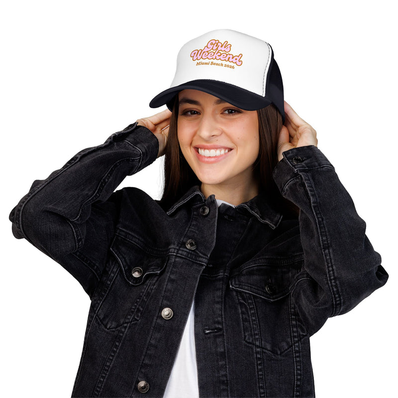 Girls Weekend Retro Trucker Hat Personalized City and Date