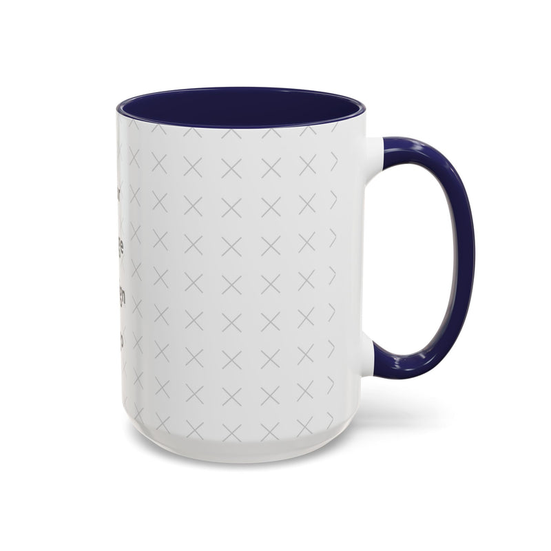 Side view of customizable white mug with purple interior and "your image or design" placeholder on a white background.