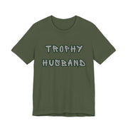 Green t-shirt with a dog graphic and text on a white background