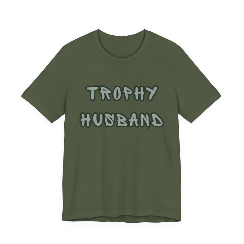 Green t-shirt with a dog graphic and text on a white background