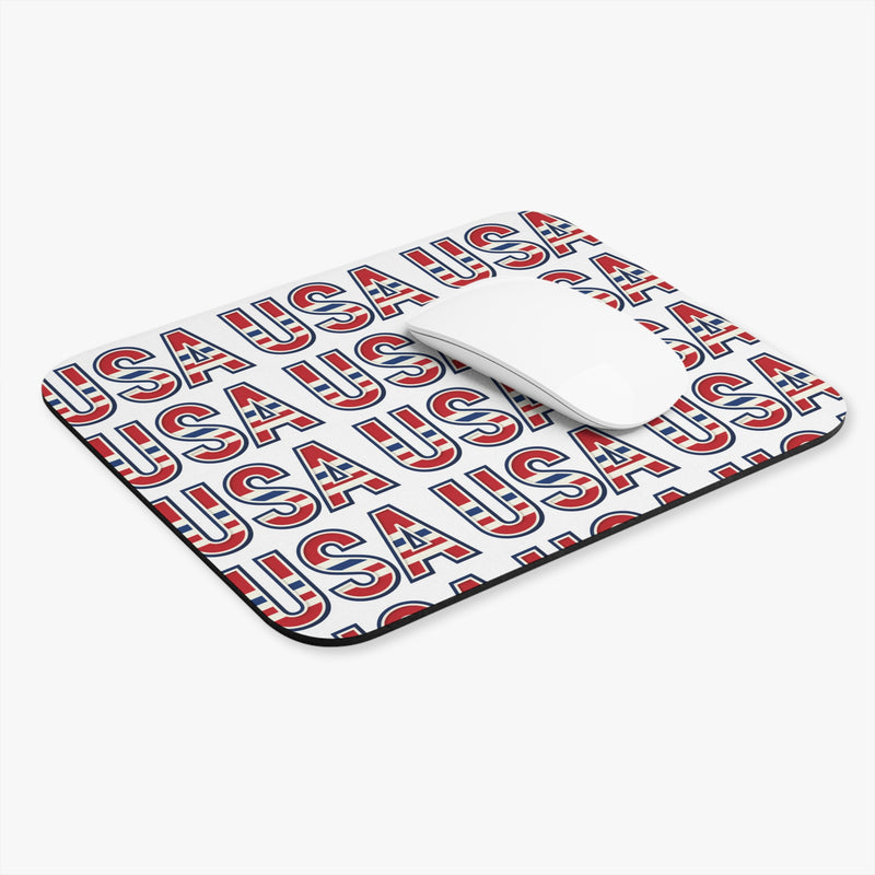 Mouse pad with 'USA' pattern on a white background