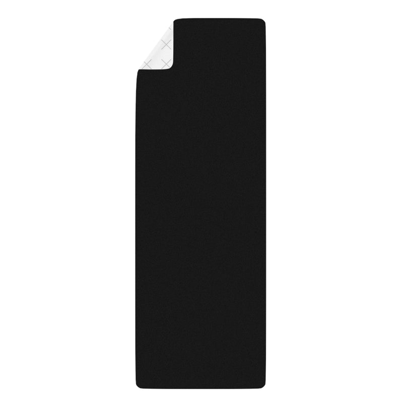 The back of a customizable yoga mat with a "your image or design" placeholder on a white background. 