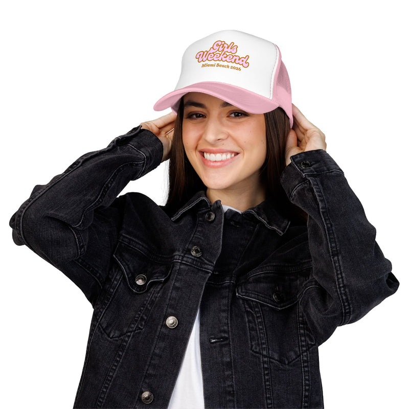 Girls Weekend Retro Trucker Hat Personalized City and Date
