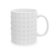 Side of a customizable white mug with "your image or design" placeholder on a white background.