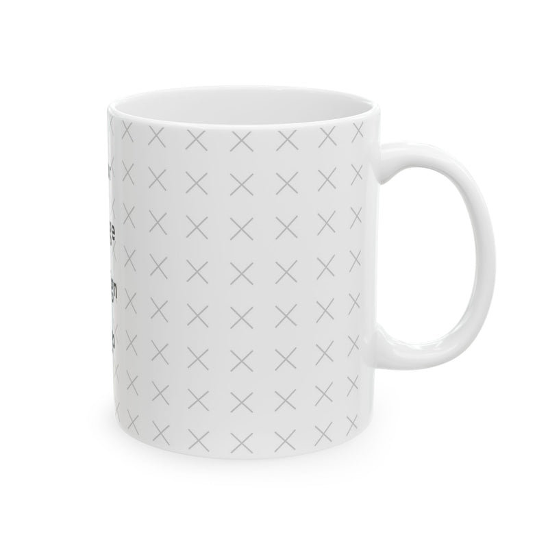Side of a customizable white mug with "your image or design" placeholder on a white background.