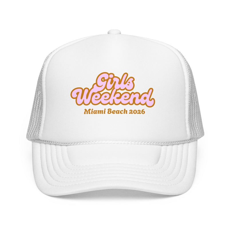 Girls Weekend Retro Trucker Hat Personalized City and Date
