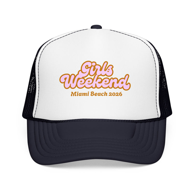Girls Weekend Retro Trucker Hat Personalized City and Date