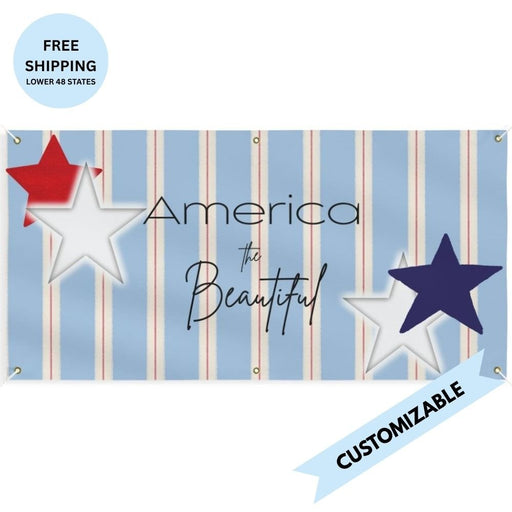 America The Beautiful Stars & Stripes Horizontal Matte Banner | Multiple Sizes - Signs & Banners | The Party Framework