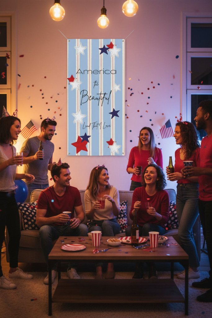 America The Beautiful Stars & Stripes Vertical Matte Banner | Multiple Sizes - Signs & Banners | The Party Framework