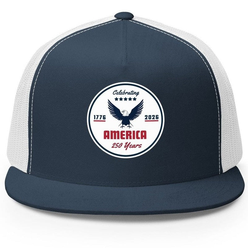 "Celebrating America 250 Years" Flat Bill Trucker Hat Cap - Hats | The Party Framework