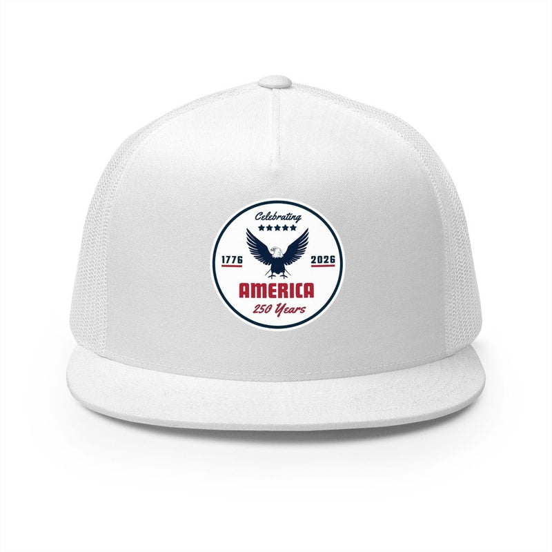 "Celebrating America 250 Years" Flat Bill Trucker Hat Cap - Hats | The Party Framework