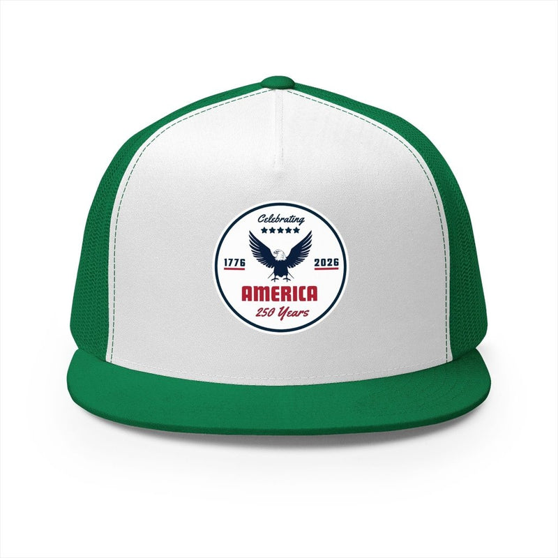 "Celebrating America 250 Years" Flat Bill Trucker Hat Cap - Hats | The Party Framework