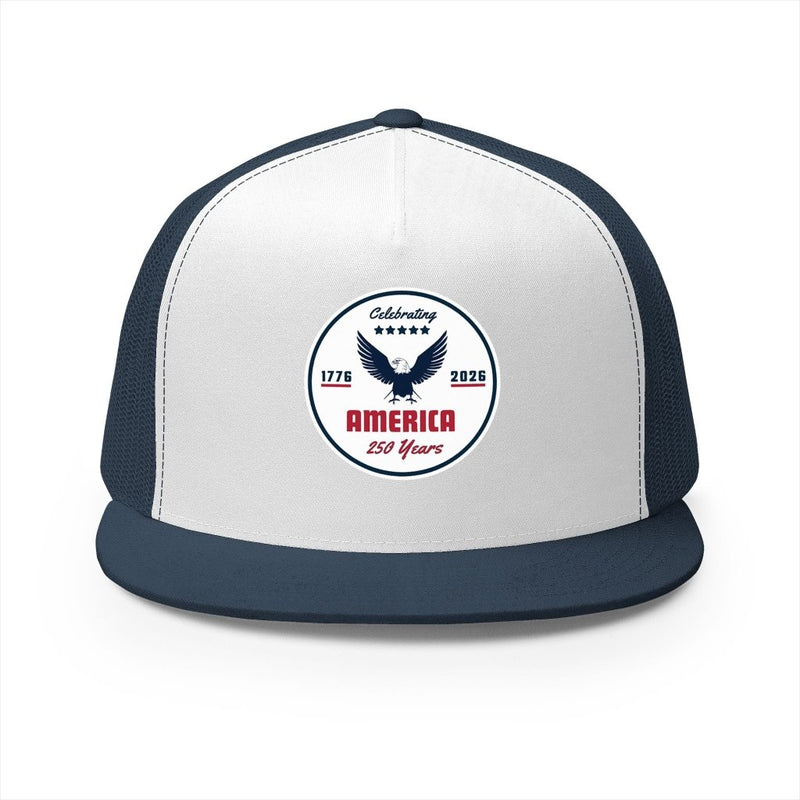 "Celebrating America 250 Years" Flat Bill Trucker Hat Cap - Hats | The Party Framework