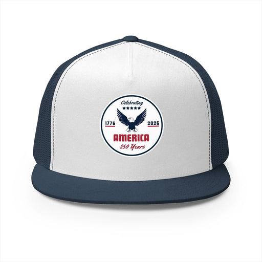"Celebrating America 250 Years" Flat Bill Trucker Hat Cap - Hats | The Party Framework