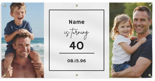 Customizable "[Name] Is Turning [Age]" Horizontal Birthday Banner | Multiple Sizes - Signs & Banners | The Party Framework