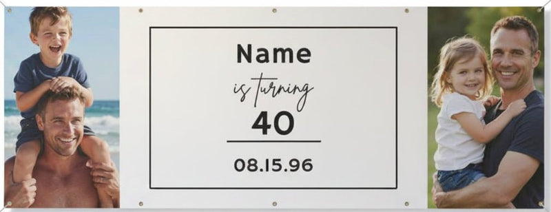 Customizable "[Name] Is Turning [Age]" Horizontal Birthday Banner | Multiple Sizes - Signs & Banners | The Party Framework