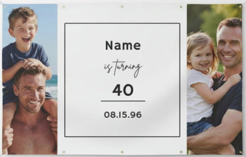 Customizable "[Name] Is Turning [Age]" Horizontal Birthday Banner | Multiple Sizes - Signs & Banners | The Party Framework
