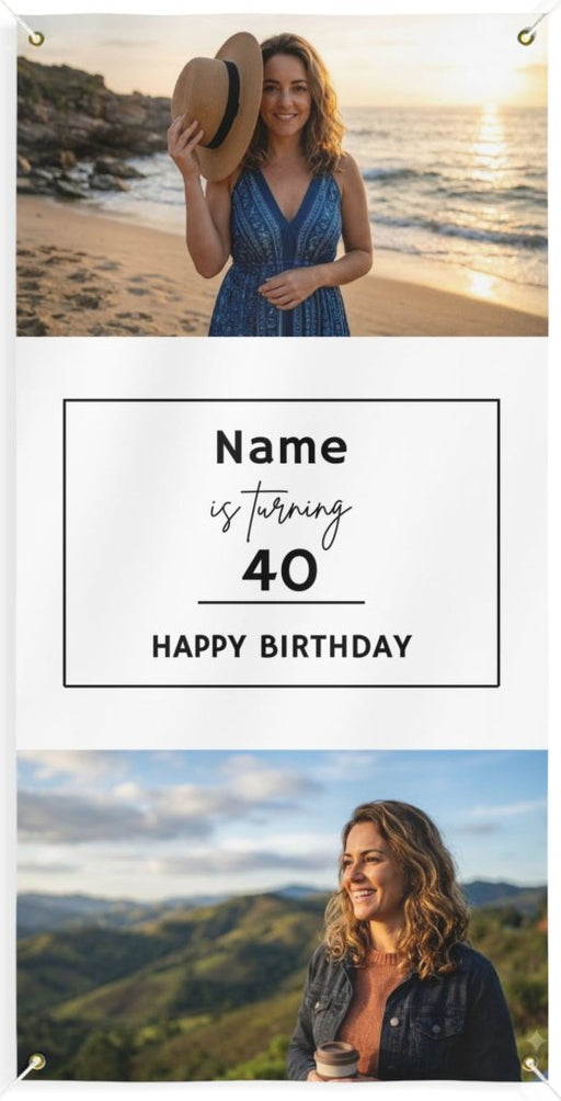 Customizable "[Name] Is Turning [Age]" Vertical Birthday Banner | Multiple Sizes - Signs & Banners | The Party Framework