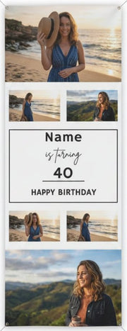 Customizable "[Name] Is Turning [Age]" Vertical Birthday Banner | Multiple Sizes - Signs & Banners | The Party Framework