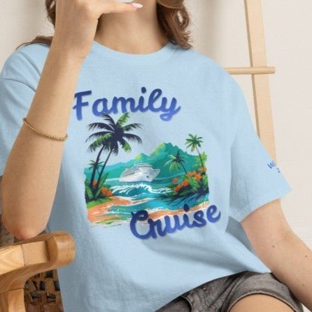 Family Cruise Group T-Shirt | Personalized Name on Shoulder - T-Shirt | The Party Framework