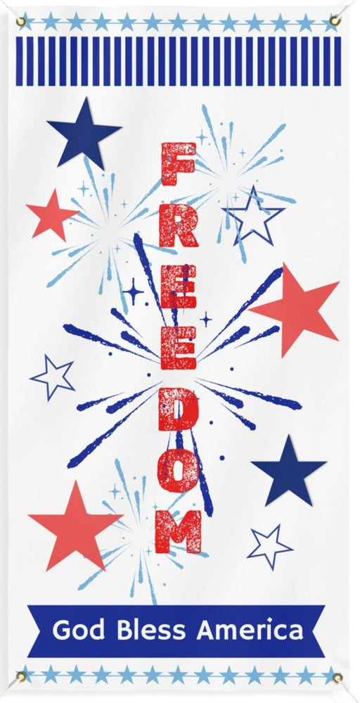 Freedom - God Bless America Vertical Matte Banner | Multiple Sizes - Signs & Banners | The Party Framework