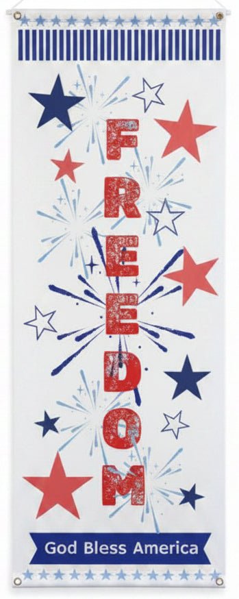 Freedom - God Bless America Vertical Matte Banner | Multiple Sizes - Signs & Banners | The Party Framework