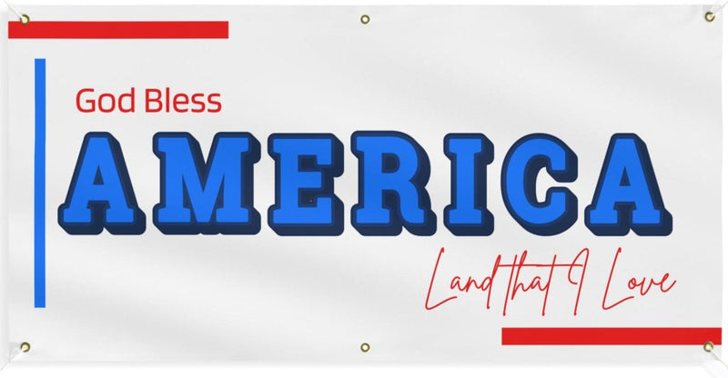 God Bless America Land That I Love Horizontal Matte Banner | Multiple Sizes - Signs & Banners | The Party Framework