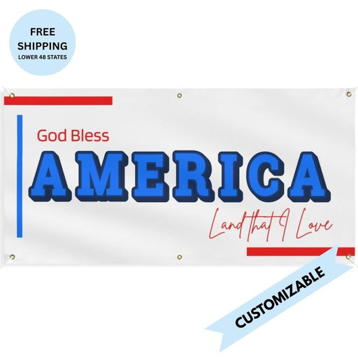 God Bless America Land That I Love Horizontal Matte Banner | Multiple Sizes - Signs & Banners | The Party Framework