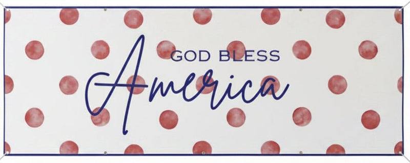 God Bless America Pink Polka Dots Horizontal Matte Banner | Multiple Sizes - Signs & Banners | The Party Framework