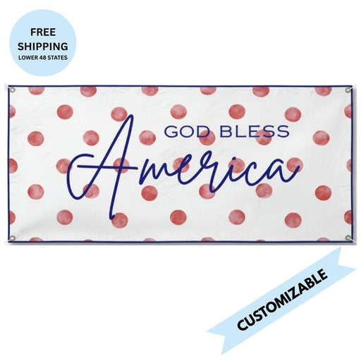 God Bless America Pink Polka Dots Matte Banner | Multiple Sizes - Signs & Banners | The Party Framework