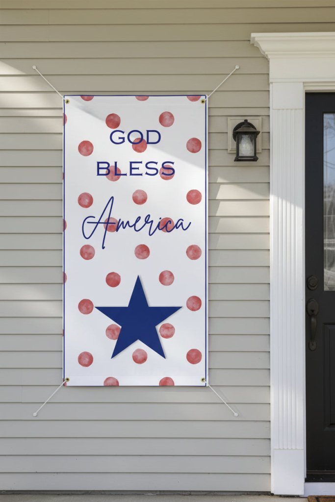 God Bless America Pink Polka Dots Vertical Matte Banner | Multiple Sizes - Signs & Banners | The Party Framework