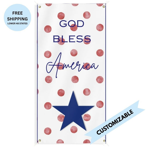God Bless America Pink Polka Dots Vertical Matte Banner | Multiple Sizes - Signs & Banners | The Party Framework