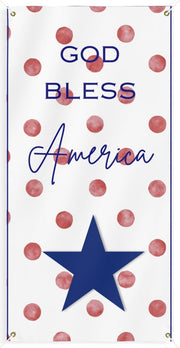 God Bless America Pink Polka Dots Vertical Matte Banner | Multiple Sizes - Signs & Banners | The Party Framework