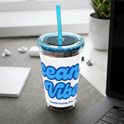 "Ocean Vibes" Customizable Family or Group 16oz Tumbler with Straw - Drinkware | The Party Framework