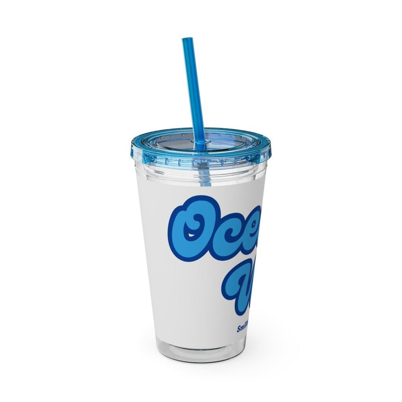 "Ocean Vibes" Customizable Family or Group 16oz Tumbler with Straw - Drinkware | The Party Framework