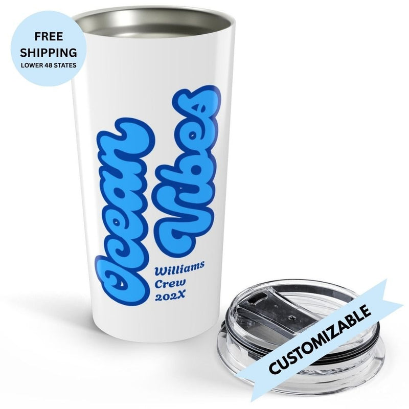 "Ocean Vibes" Customizable Group or Family Cruise Tumbler 20oz - Drinkware | The Party Framework