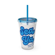 "Sea Ya" Customizable Family or Group 16oz Tumbler with Straw - Drinkware | The Party Framework