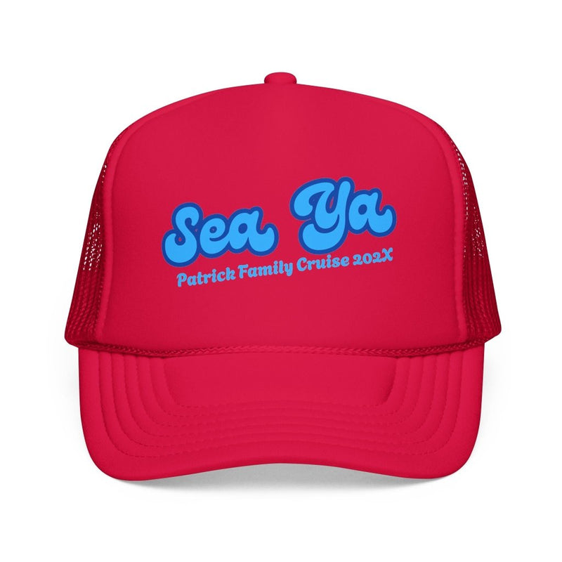 "Sea Ya" Customizable Family or Group Cruise Trucker Hat - Hats | The Party Framework