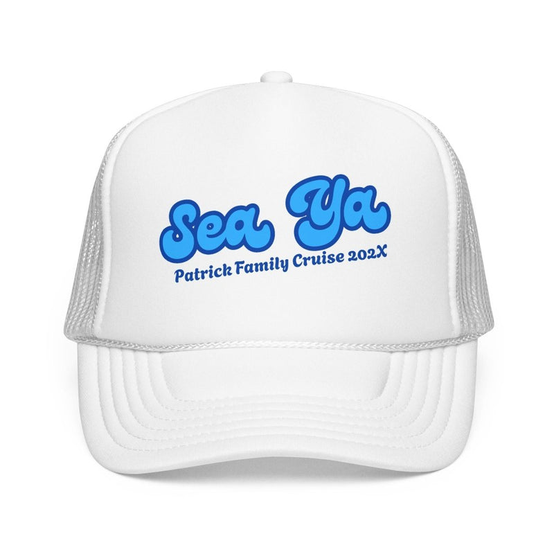 "Sea Ya" Customizable Family or Group Cruise Trucker Hat - Hats | The Party Framework